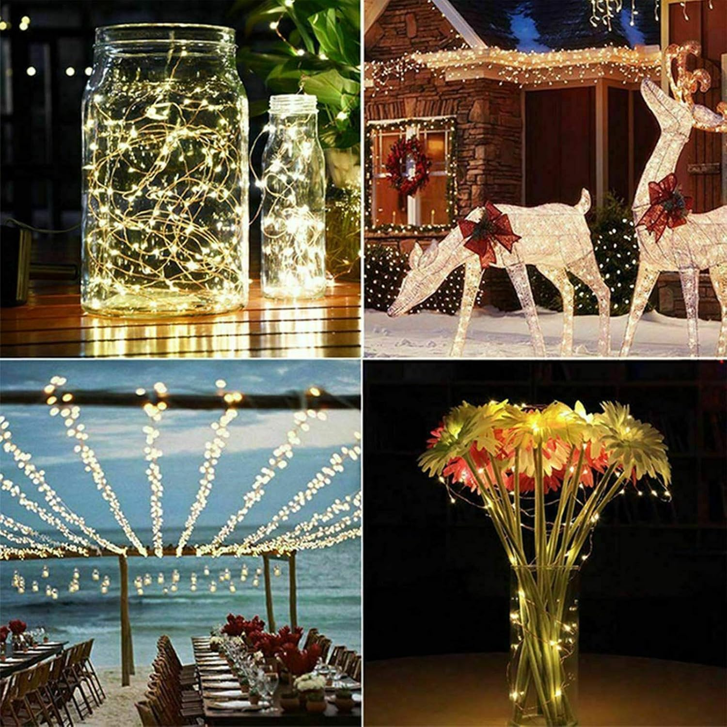 Fairy Lights Outdoor - Solar Panel String Light Copper Wire 8 Modes Fairy Light Outdoor Garden Party Decor (10M 100 Lights, Green) image number 2