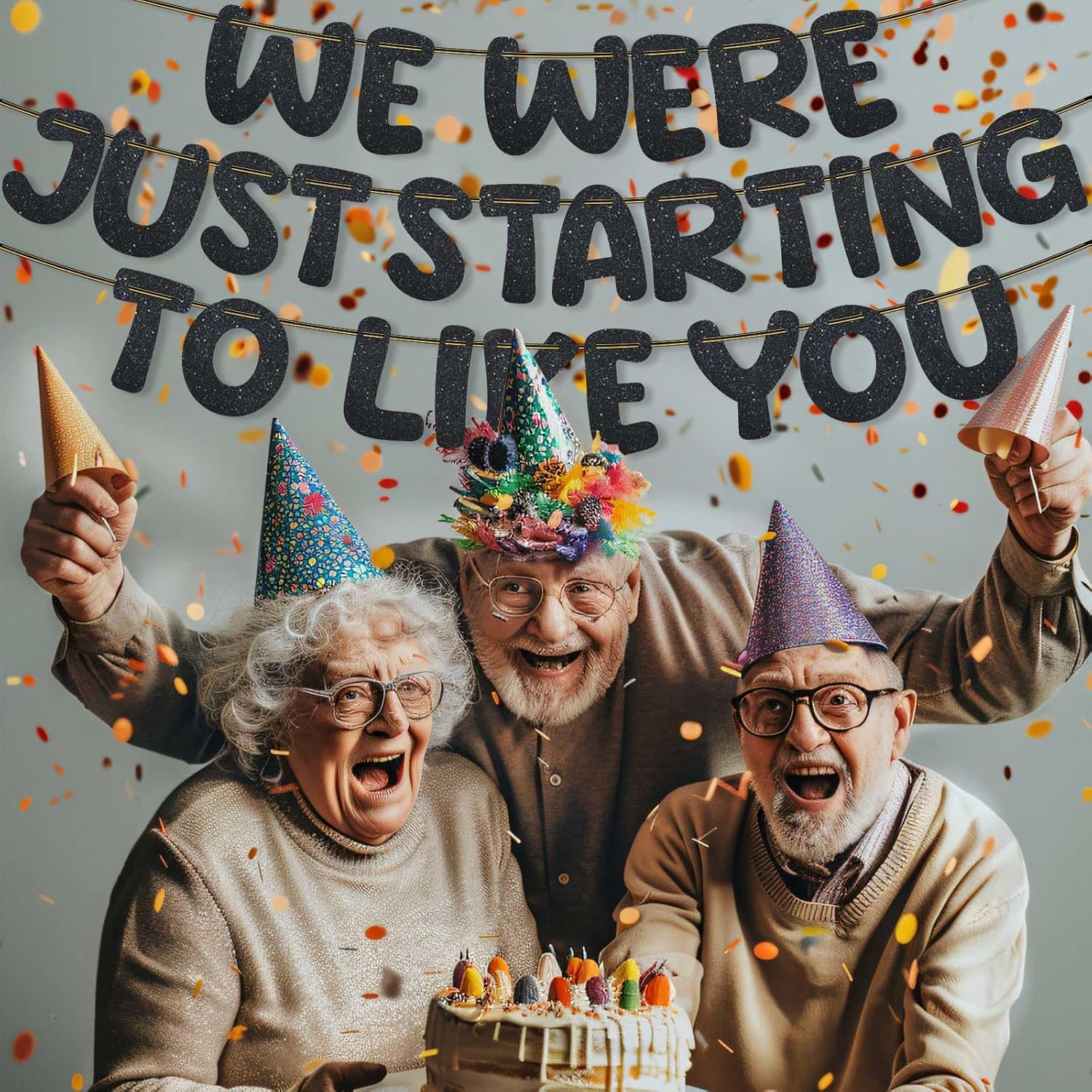 We Were Just Starting to like You Banner, Pre Strung Going Away Party Decorations Glitter Banner Bunting for Farewell Moving New Job Will Miss You Funny Retirement Party Supplies (Black) image number 3