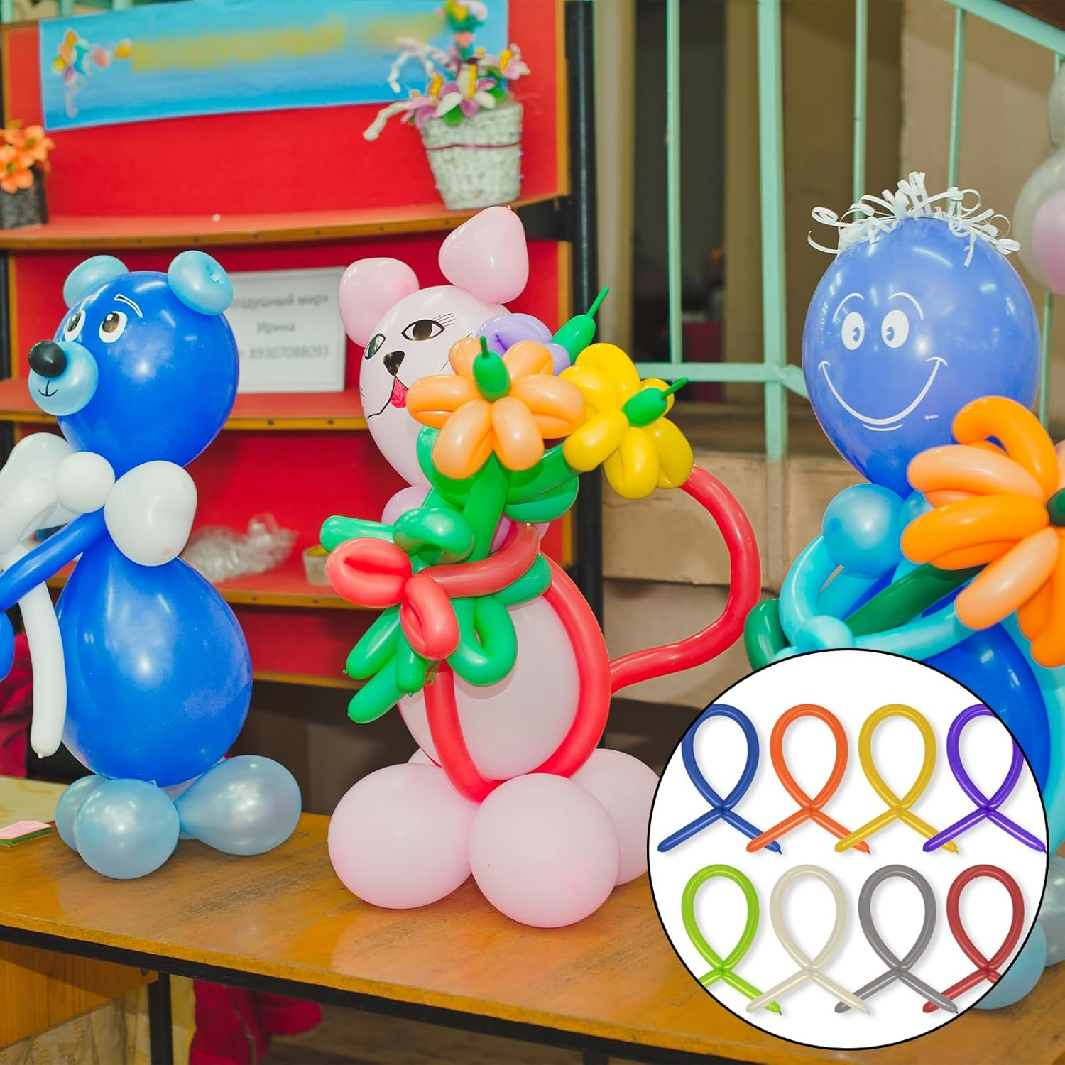 NILLOS Twisting Balloon, 100 PCS Colorful Long Balloon for Wedding, Birthday, Party Decorations (Assorted Colors) image number 1