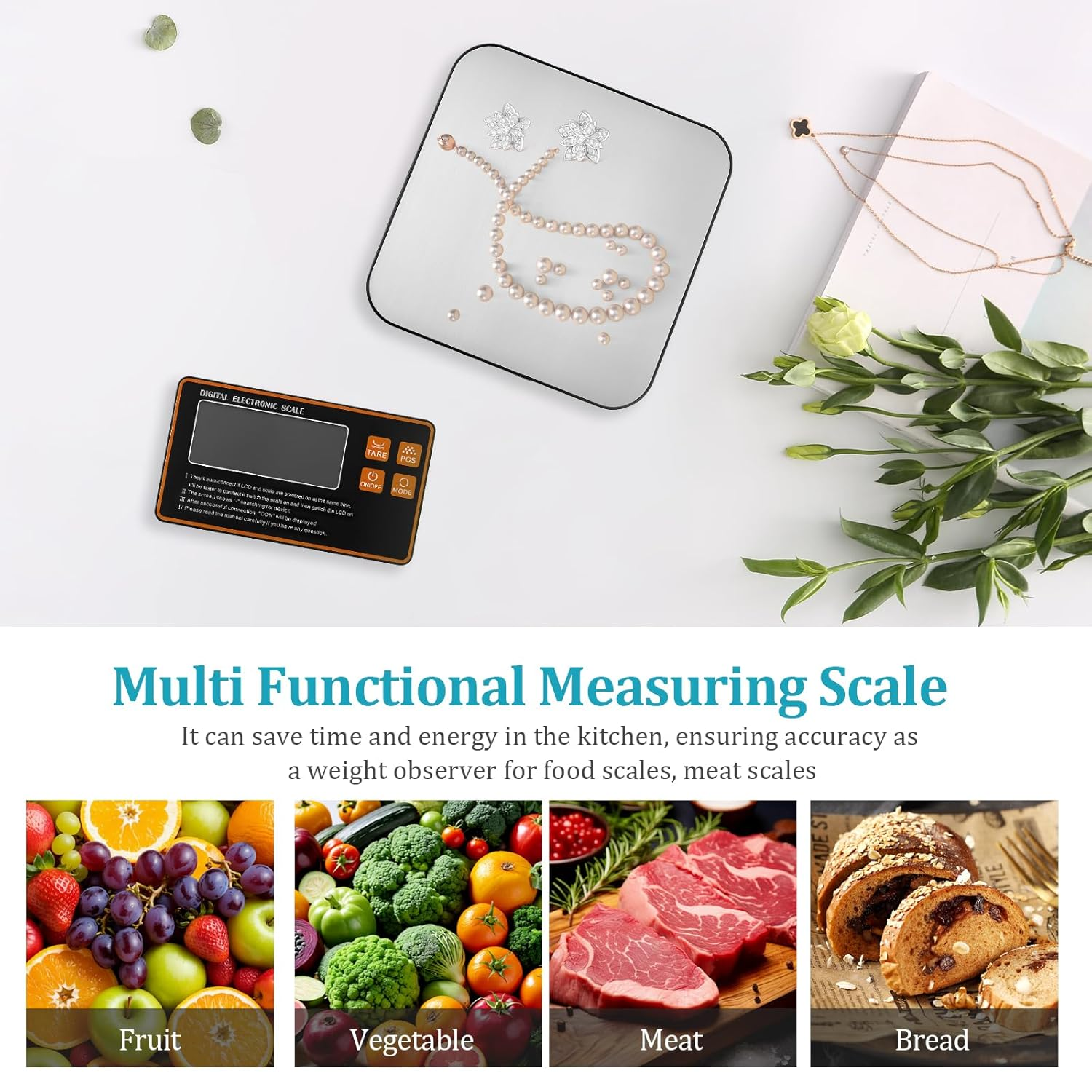Food Scale with Detachable Display, 15Kg Wireless Digital Kitchen Scale with 1G Precise Graduation, Electronic Food Weighing Scales for Cooking Baking image number 6