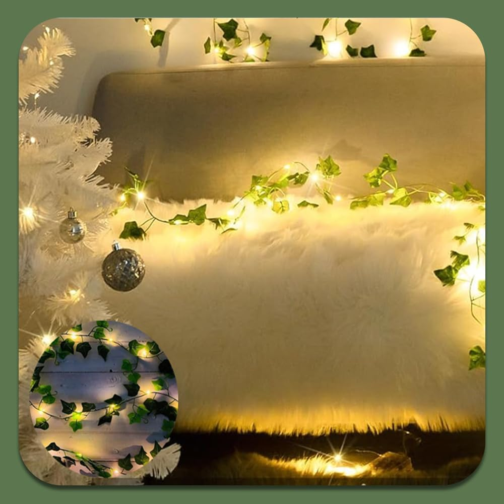 Leaf String Lights,Vine Lights,Fake Green Ivy Vine Fairy Strings Lights for Room Home Bedroom Outdoor Indoor Garden Decor image number 2