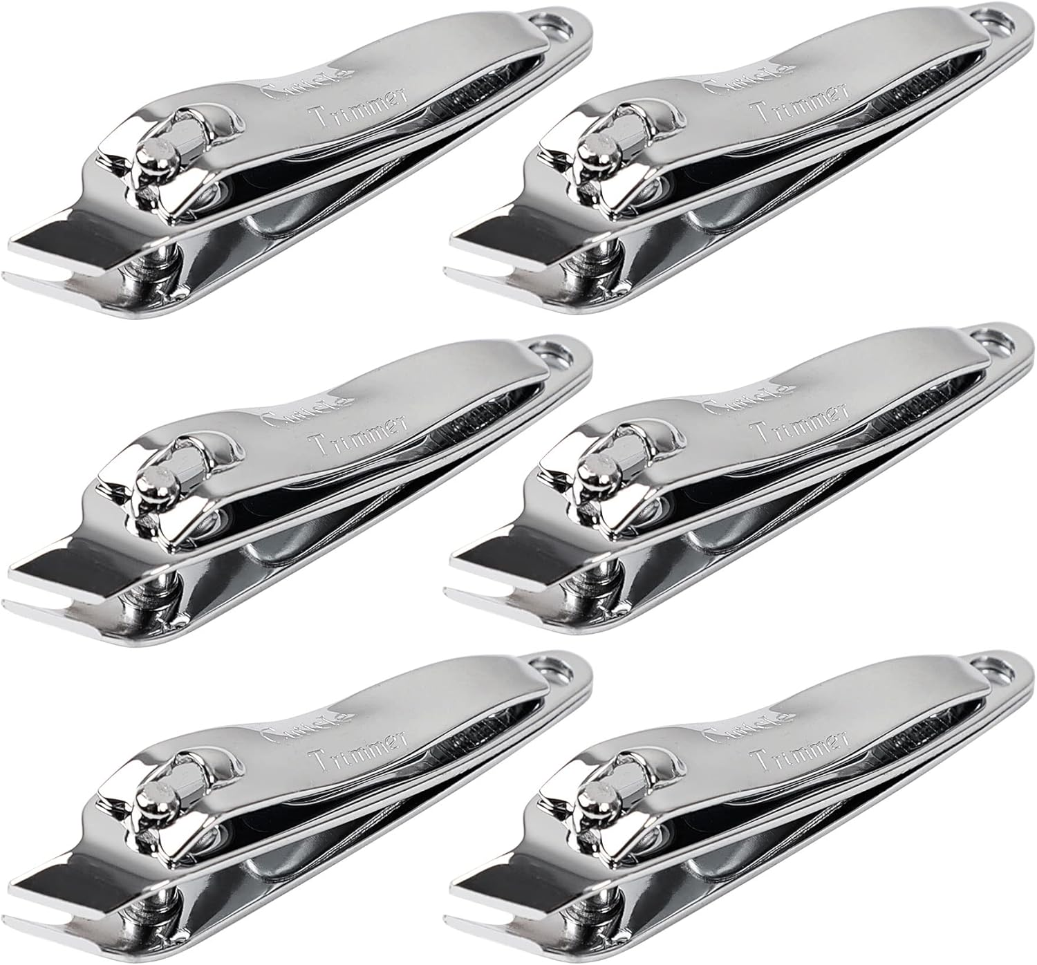 Uxcell 6 PCS Sharp Nail Clippers Set, Metal Slanted Edge Toenail Clippers, Silver Tone Fingernail Clipper, Manicure Tool Pedicure Nail Clipper Cutter for Men Women Nail Cleaner image number 3