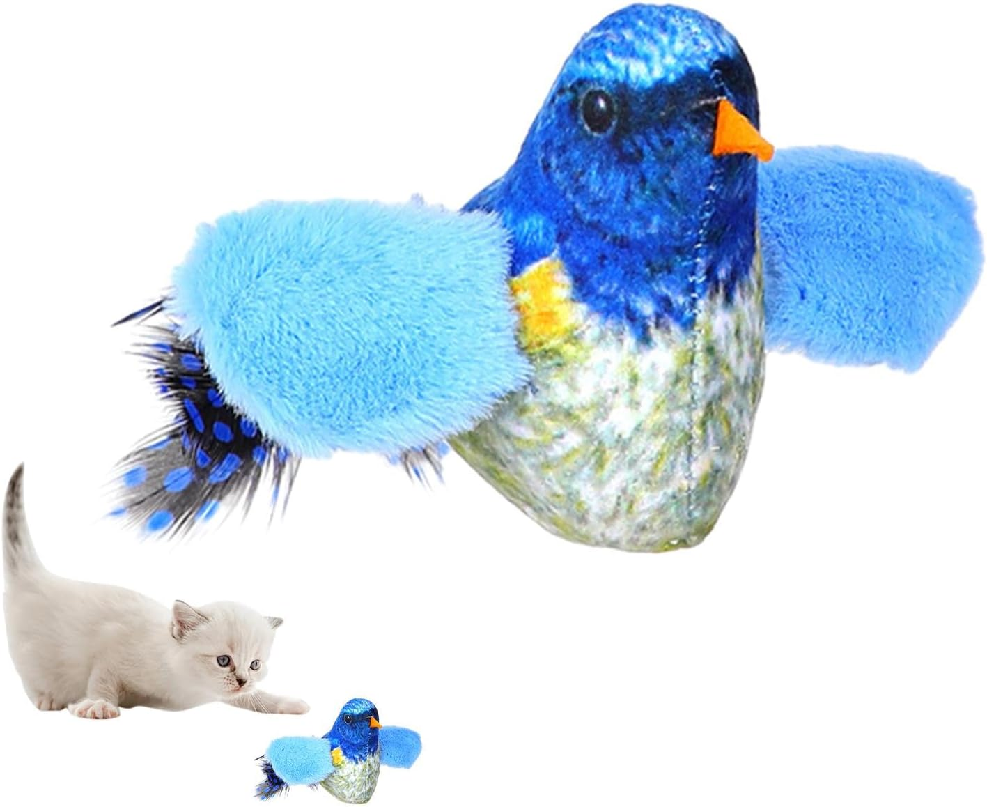 Interactive Bird Toy for Cats - Plush Cat Toy Bird Chirp,Electronic Chirping Bird, Flapping Squeaky Cat Toys for Boredom, Exercise, Cats to Alone