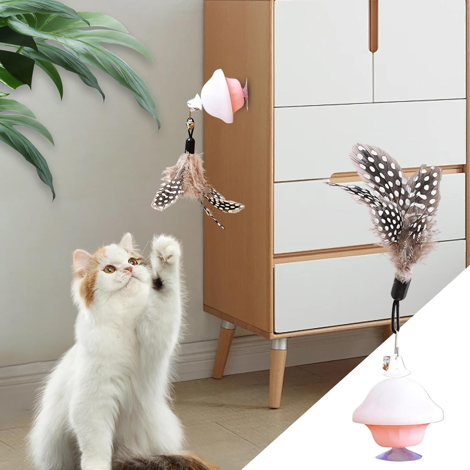 Cat Retracting Toy,Chew-Resistant Companion | Retractable Bored Cat Toy | for Small Medium Large Breeds Living Room Bedroom Study Room Balcony image number 2