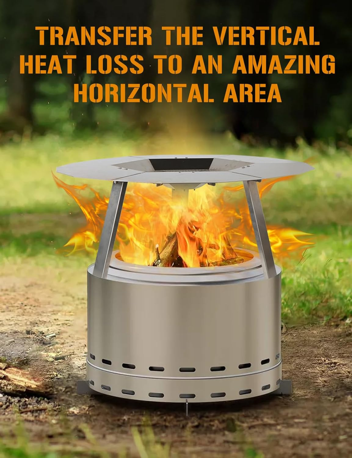 Heat Deflector for Solo Stove Bonfire, 19.5" Heat Deflector for Solo Stove Fire Pit, 304 Stainless Steel Heat Deflector with Handle & 3 Legs for Bonfire Fire Pit, Universal Heat Plate Traps Heat For image number 3