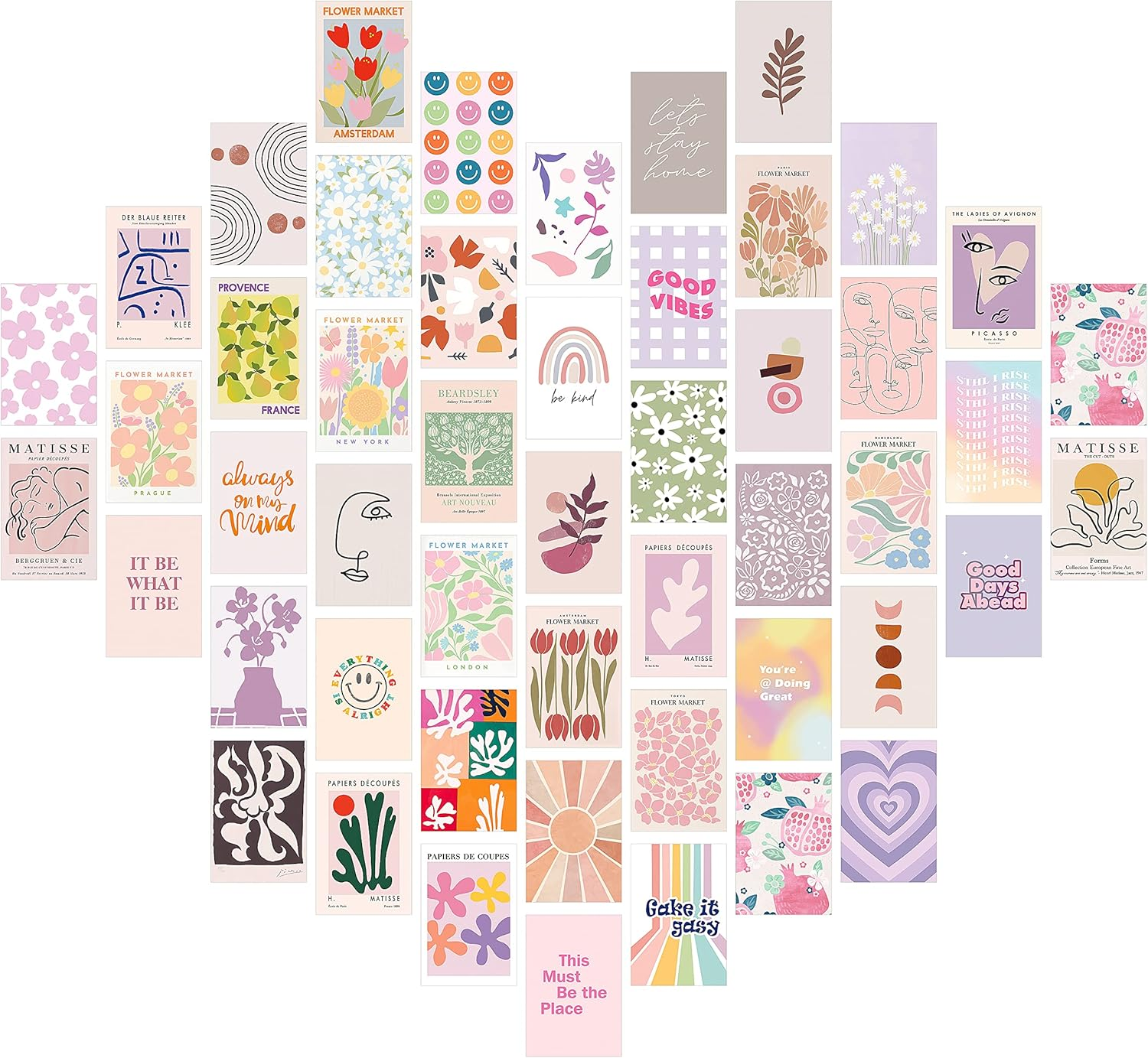 Danish Pastel Dream: 50-Piece Aesthetic Wall Decor Set for Bedroom - Transform Your Space with Preppy and Chic Room Decor - Perfect for Teen Girls image number 3