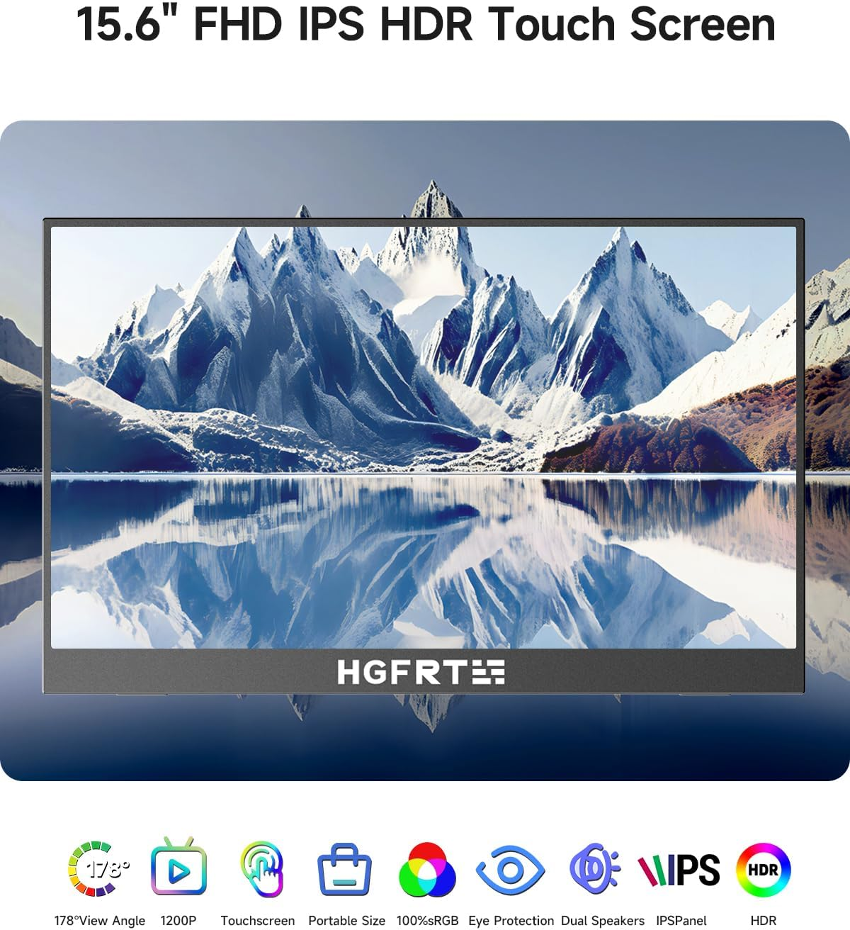 15.6 Inch Portable Monitor Touchscreen, 1920X1080P IPS HDR Touch Screen Travel Monitor with Kickstand & Speaker,Vesa HDMI USB C External Monitors for Laptop Computer PC Mac Phone Gaming image number 2