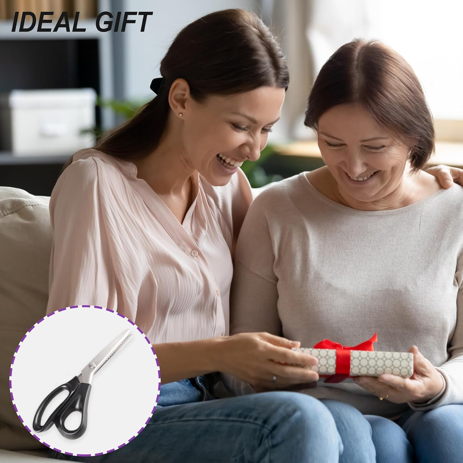 Pinking Shears for Fabric Cutting, 9" Zig Zag Scissors Decorative Edge Sewing Scissors, Stainless Steel Craft Scissors, Professional Handheld Dressmaking, Scrapbook Supplies, for Arts/Crafts/Leather image number 4