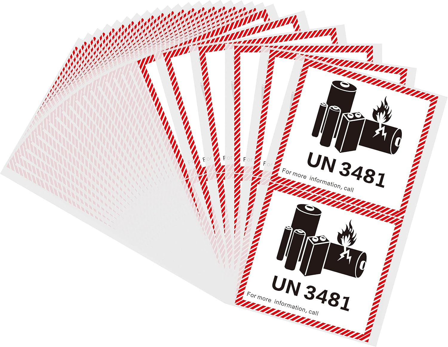 Hybsk UN3481 Labels 4.7 X 4.3 Inch Lithium Ion Battery Transport Caution Warning Labels 50 Pcs Adhesive Shipping Labels (UN3481) image number 5