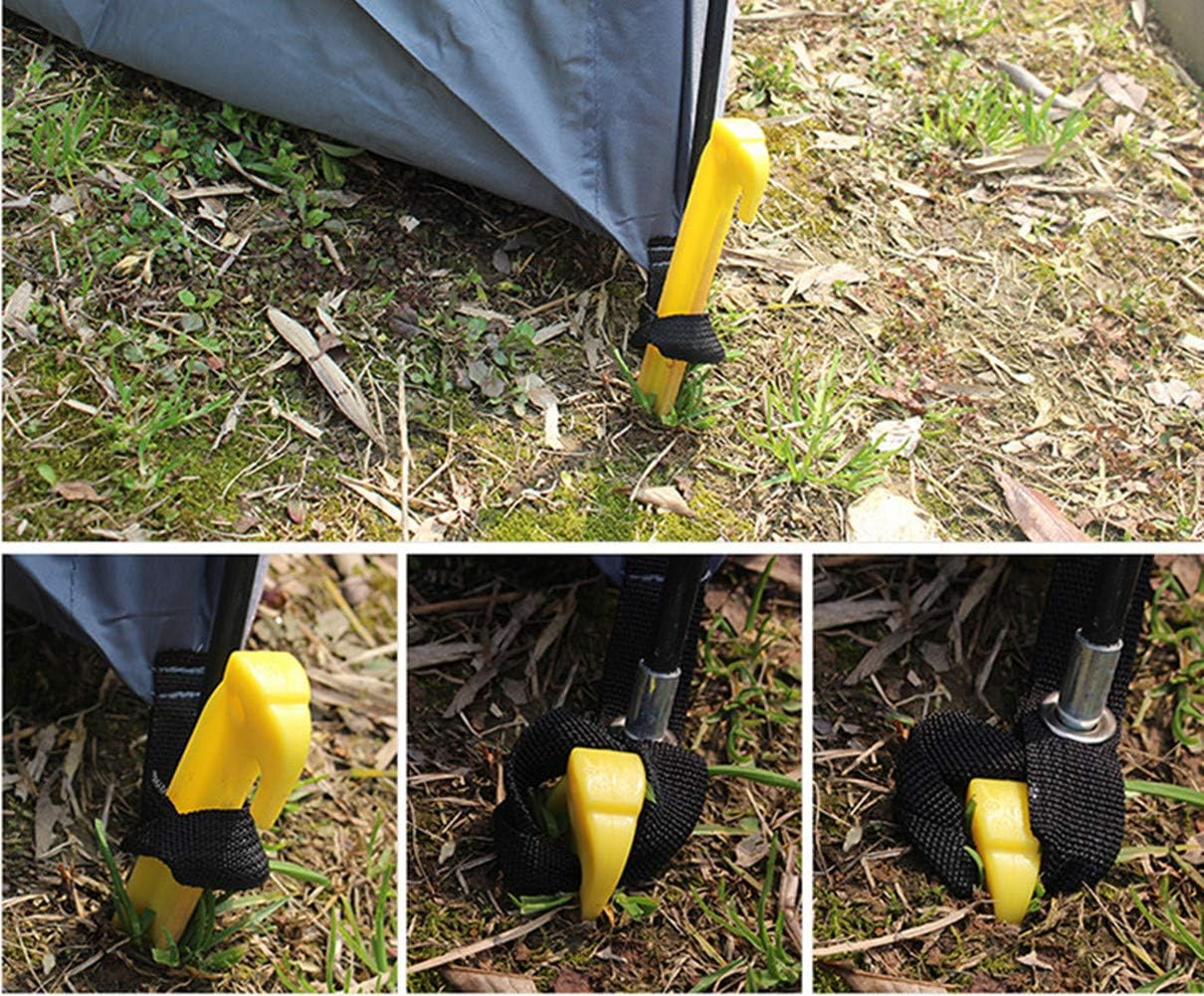 9 Inch Plastic Tent Stakes -12 Pcs Heavy Duty and Larger Durable Tent Pegs Spike Hook for Campings Outdoor and Garden Lawn, Sturdy Canopy Stakes Accessories Suitable for Sand Beach Woods - 12 Pcs-Yellow image number 1