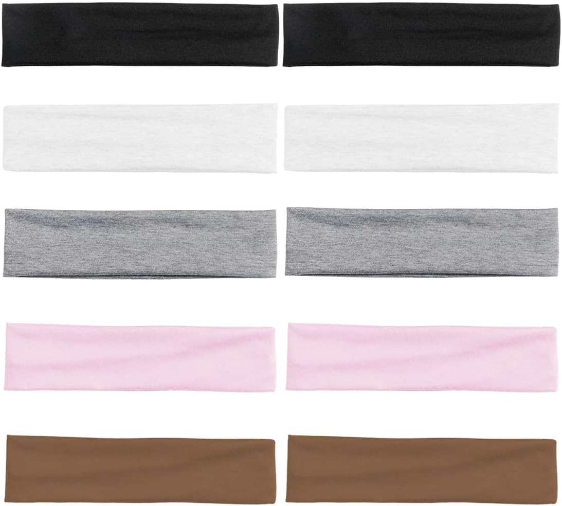 PHCOZY Women'S Thin Summer Headband Sports Headbands Sweat Hair Bands Soft Elastic Headband for Women Yoga Workout Fitness Headbands Pack of 10 image number 1