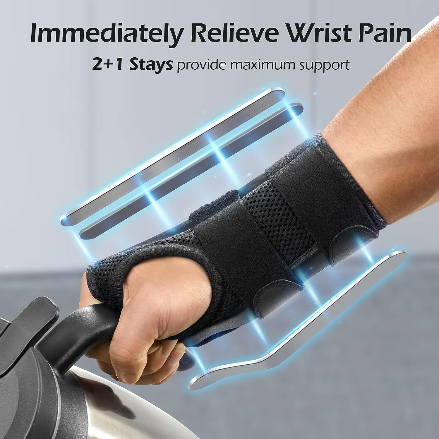 Carpal Tunnel Wrist Support, Premium Wrist Brace, Carpal Tunnel Relief Wrist Brace, Wrist Splint Support with Splints, Strongest Wrist Support Splint, Adjustable Wrist Brace with 3 Supports (Right, L)