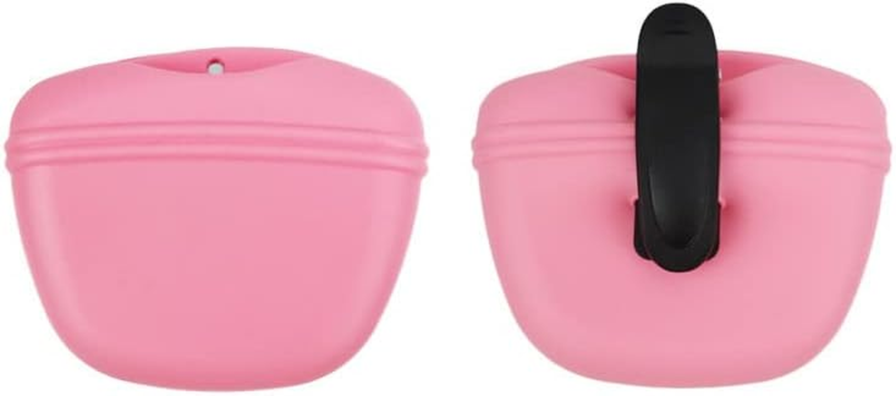 Silicone Dog Treat Training Pouch - Clip on Portable Training Container &ndash; Convenient Magnetic Buckle Closing and Waist Clip (Pink)