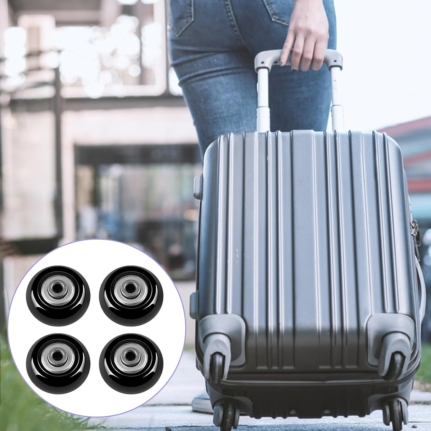 4-Pack Luggage Suitcase Replacement Wheels, 50Mm X 18Mm Rubber Swivel Caster Wheels Repair Kits for Suitcase Inline Skate Caster Board image number 2