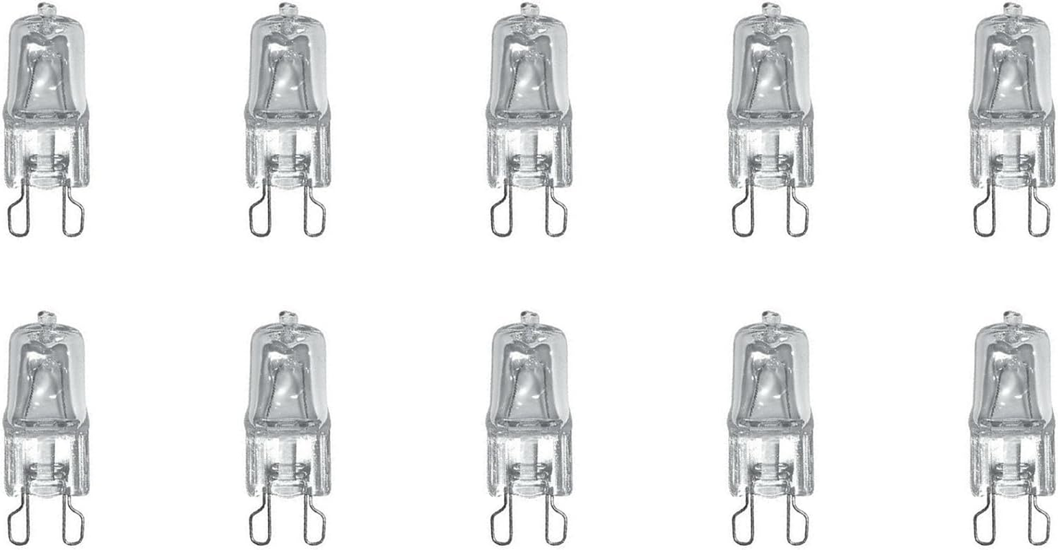 10-Pack G9 25W Halogen Light Bulbs &ndash; 208V/220V/230V/240V Replacement for Industrial & Commercial Use &ndash; Dimmable JCD Type for Warehouse, Open Delta, PDU, Server Cabinet Lighting