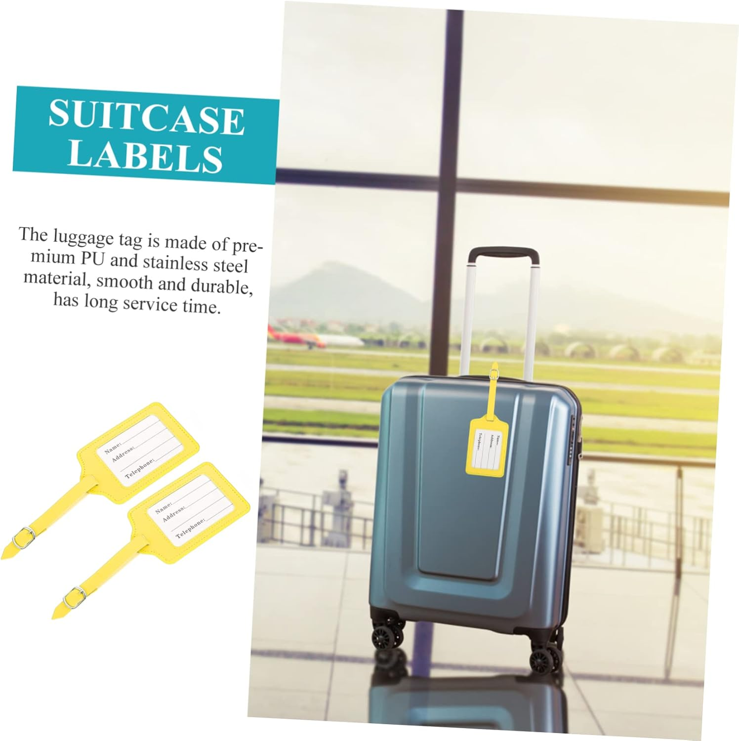 ABOOFAN 2Pcs Stainless Steel Luggage Tags Baggage Boarding Tags for Air Travel image number 3
