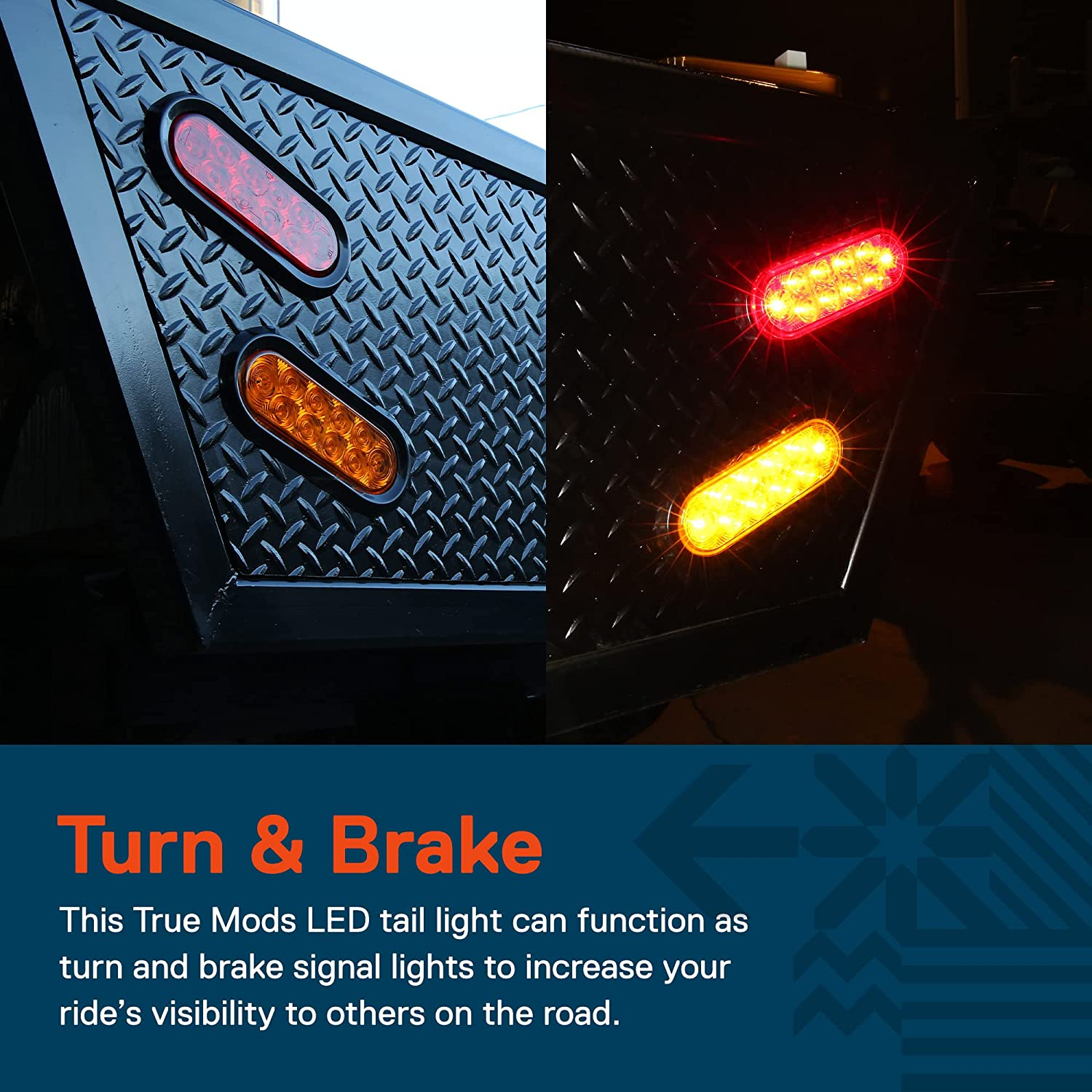 TRUE MODS 2Pc 6 Inch Red Oval LED Trailer Tail Light Kit [Stop Turn Tail] [DOT FMVSS 108 SAE S2TSI6P2] [Grommet & 3 Prong Plug] [IP67 Waterproof] Boat RV Flatbed Truck Trailer Brake Lights image number 6