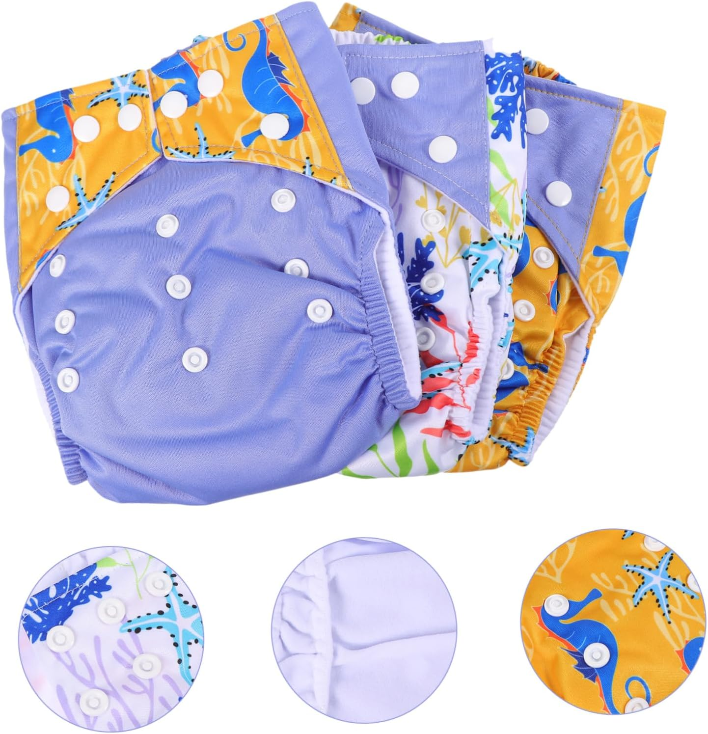 3Pcs Cloth Diapers for Boys Girls Absorbent Diaper Pants Soft Elastic Closure Comfortable for Birthday image number 4