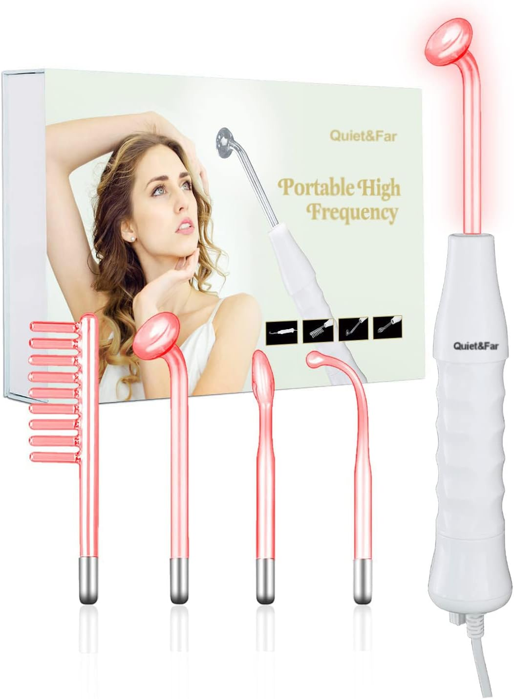 High Frequency Facial Machine Skin Care Tool for Wrinkles Reducing Skin Tightening High Frequency Facial Wand with 4 Tubes image number 4