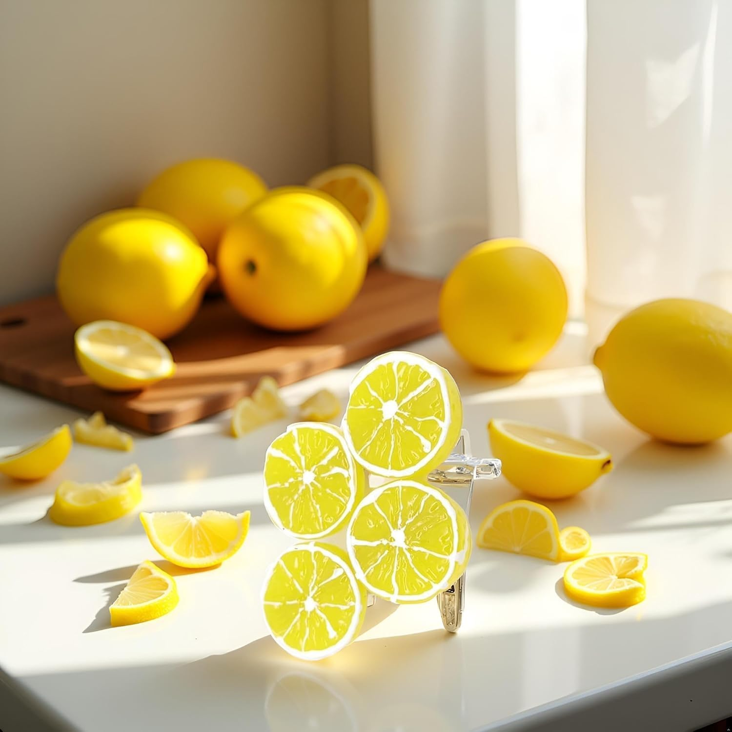 4Pcs Double Lemon Slices Hair Clips Lemon Hair Clip for Women Girls Bangs Side Hairpins Creative Barrettes Duckbill Hair Accessories Clips and Barrettes Decoration image number 1
