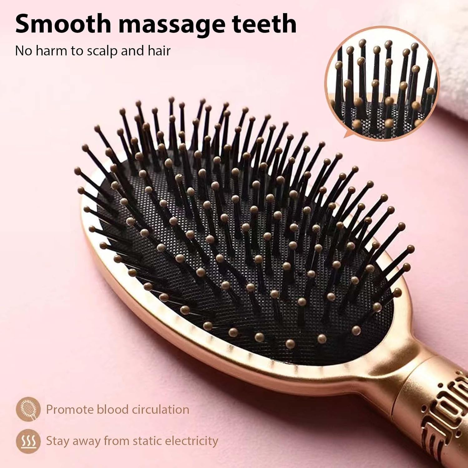 Colexy Set of 4 Hair Brush Set, Anti-Static Massage Relaxation Brushes, Professional Styling Hair Brush for Men and Women, Hair Brush without Pulling for Styling, Curling, Blow-Drying And image number 2