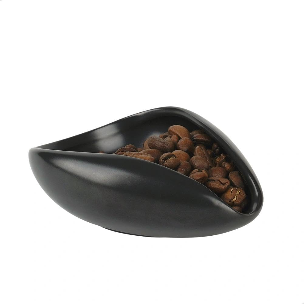 Watchget Ceramic Coffee Dosing Cup & Tea Storage Tray, Single Dose Measuring Container for Coffee Beans & Loose Leaf Tea Dosing Vessel, Black