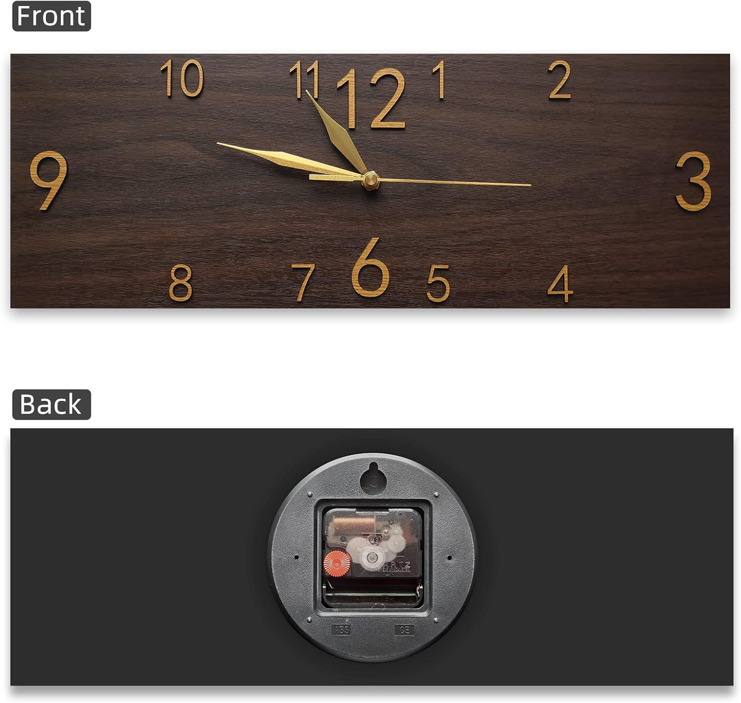 KOLYMAX Rustic Wall Clock Silent Non-Ticking, Frameless Art Wall Clocks Farmhouse Wall D&eacute;cor，Rectangle Handmade Clocks Decorative for Home Living Room Kitchen Office, Battery Operated image number 2