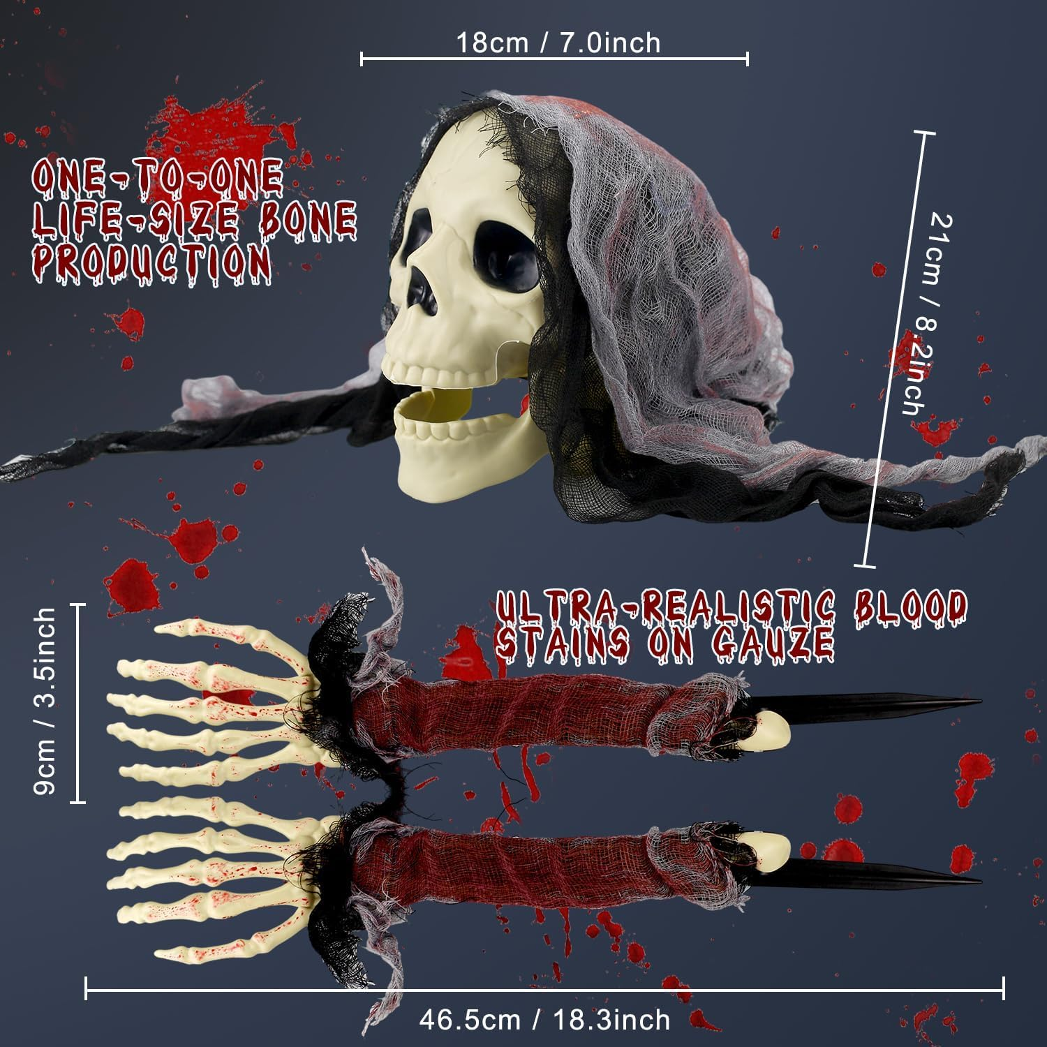 ZATMRA Halloween Decorations Outdoor - Realistic Skeleton Decor for Patio, Lawn, Cemetery, Garden - Scary Indoor and Outdoor Exterieur