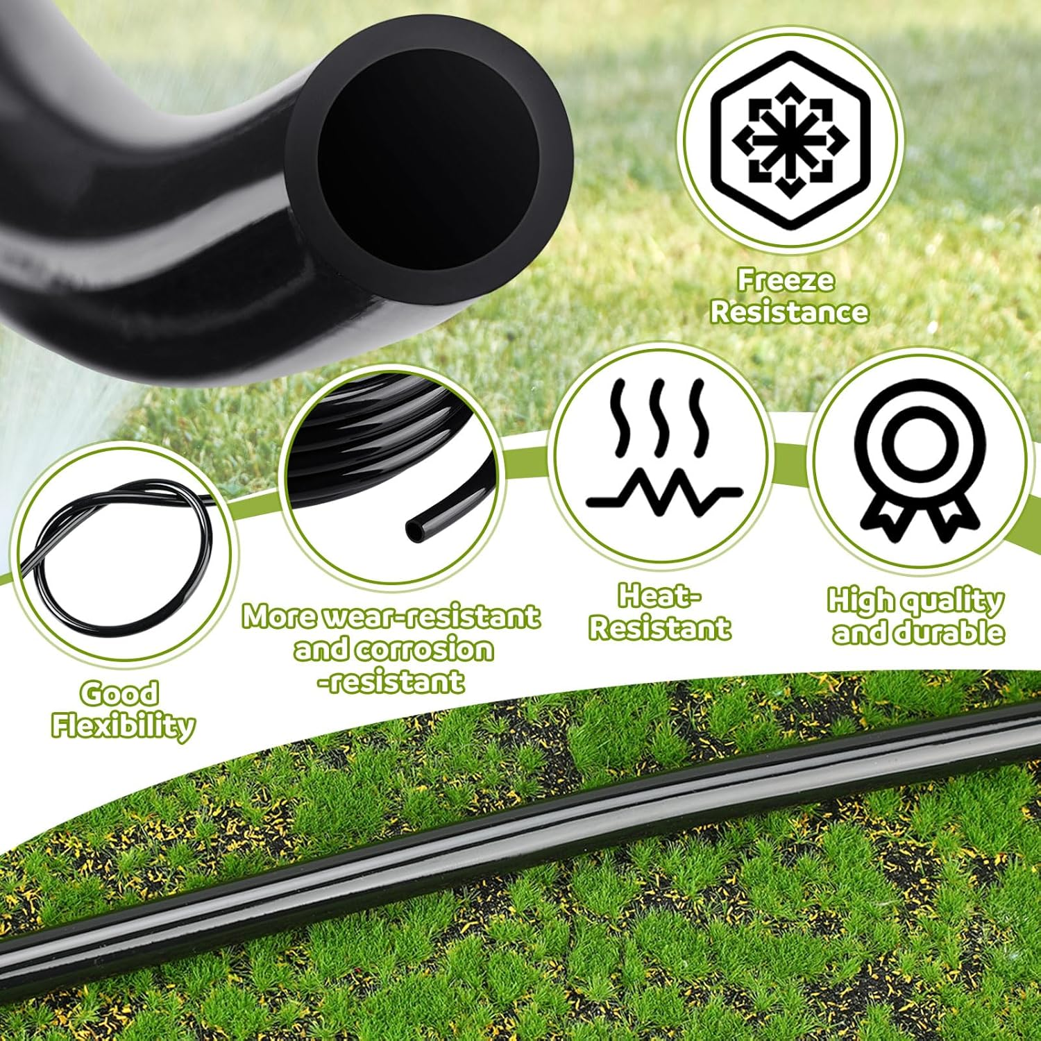 Tondiamo Vinyl Pond Tubing Flexible PVC Tubing, 1/2" ID X 5/8" OD, 50-Feet Length Black PVC Vinyl Tubing Heavy Duty Reinforced Vinyl Hose Tubing for Fish and Plants Protection image number 1