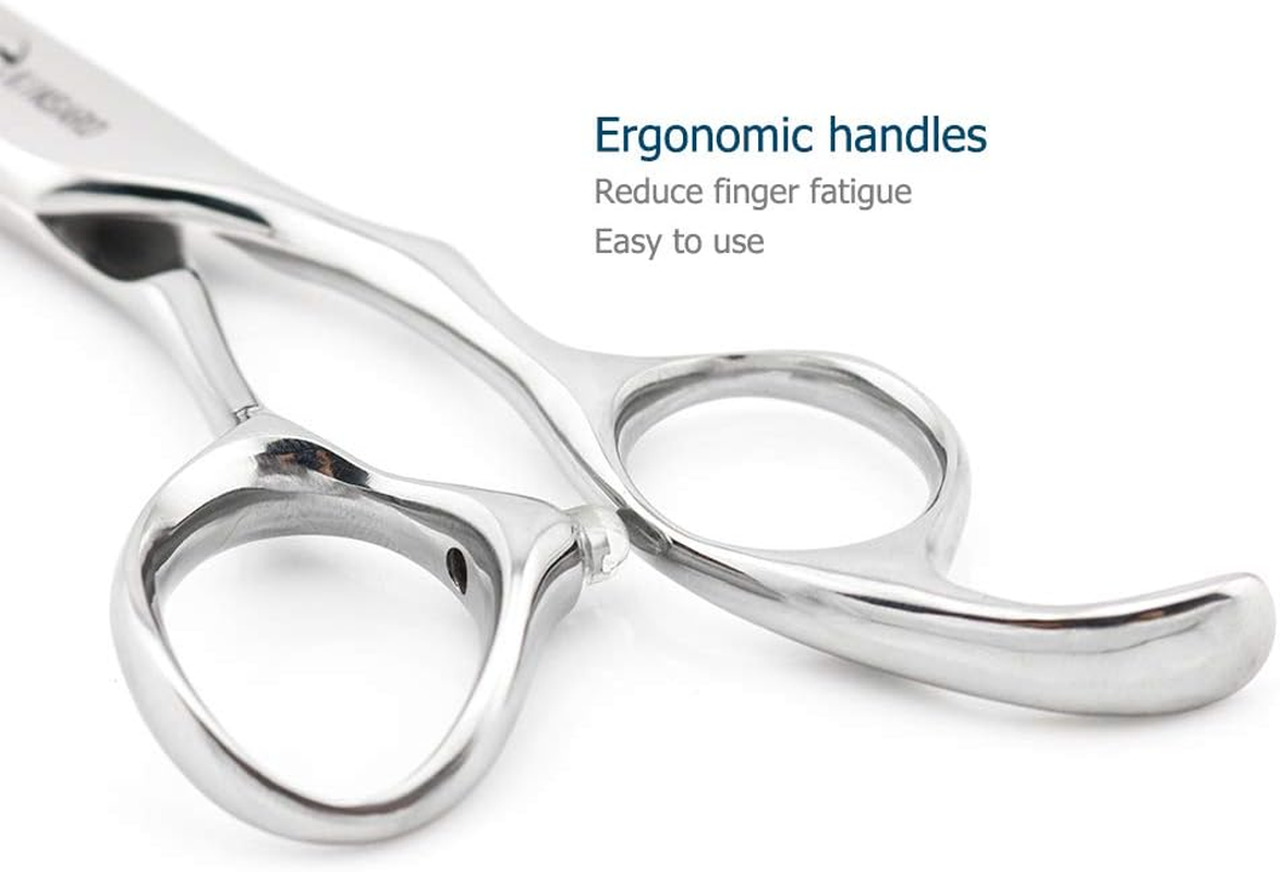 5.5" Barber Scissors Hair Scissors Professional Hair Shears Cutting Shears 440C Hair Cutting Scissors Barber Shears Haircut Scissors Silvery Convex Blades Kinsaro image number 4