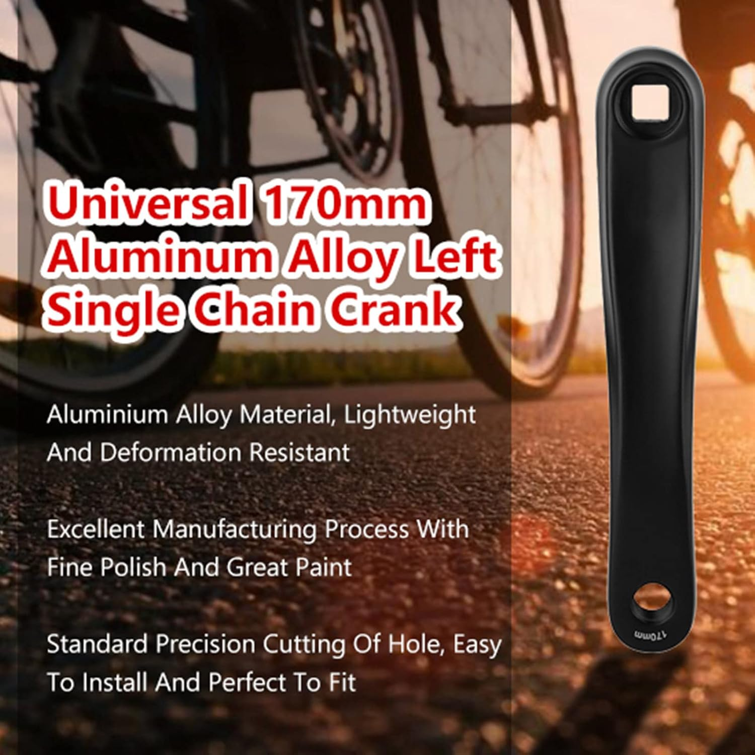 Bicycle Crank Arm, 170Mm Bike Crank Leg Left Aluminum Alloy Single Speed Crankset for Bicycle Mountain Road Bike Bikes Part Bike Crank Leg, Square Rhombic Hole image number 3