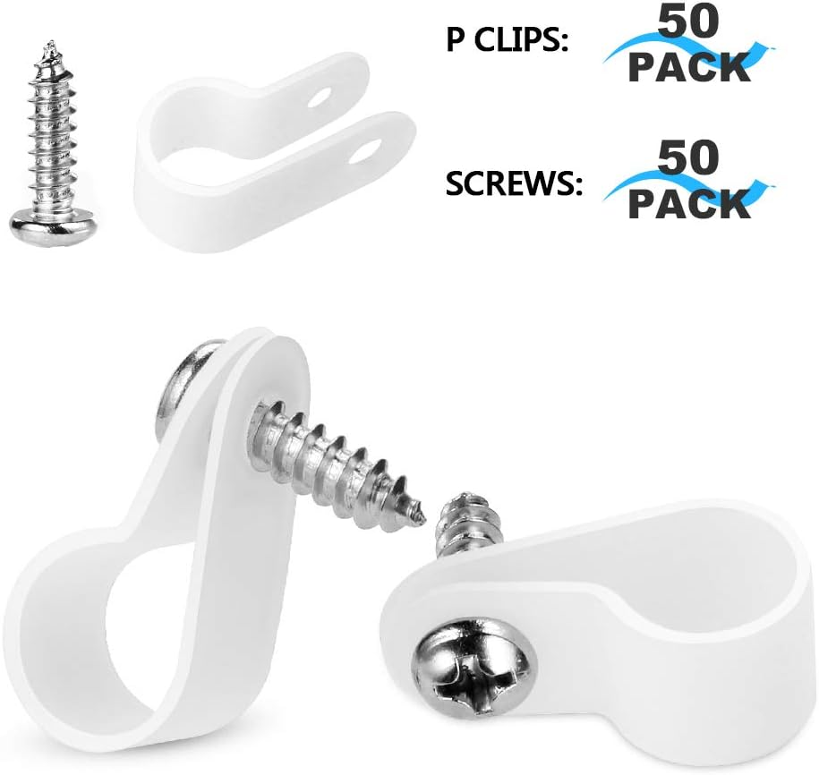 LOKMAN 50 Pack 3/4 Inch Rope Light P-Style Mounting Clips with Compatible Stainless Steel Pan Head Phillips Screws image number 3