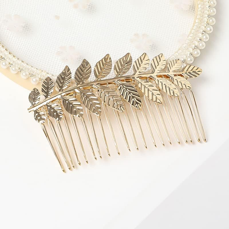Leaf Hair Comb Wedding Bridal Hair Pieces for Women Bride Hairpieces for Wedding Hair Accessories for Bridesmaid Head Pieces Pins for Long Thick Hair (Gold) image number 2