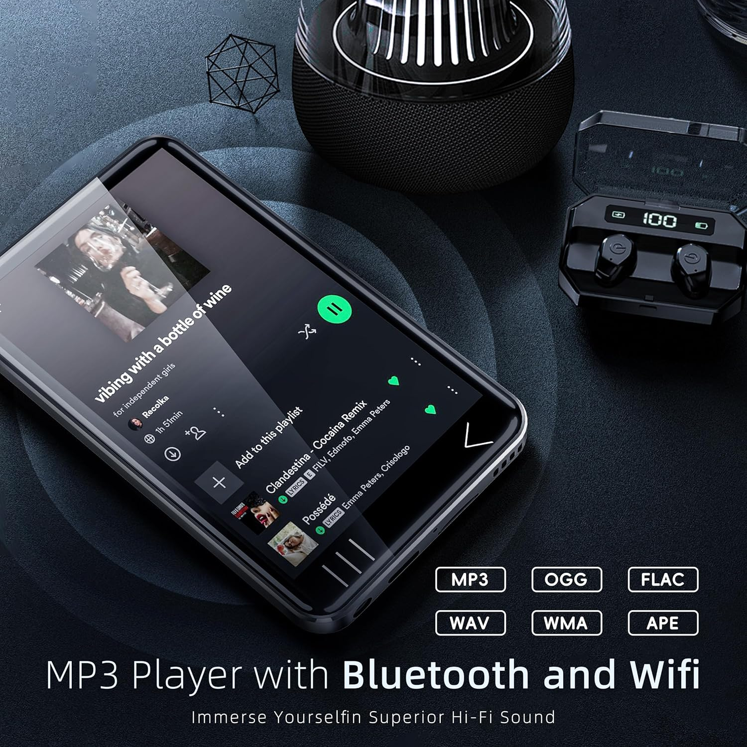 HIFI WALKER G7 Android MP3 Player with Bluetooth & Wifi, 4" Touchscreen, 3GB RAM, 144GB Storage, Supports Spotify, Youtube, Audible, Built-In Speaker, Camera, Safe Usage Settings