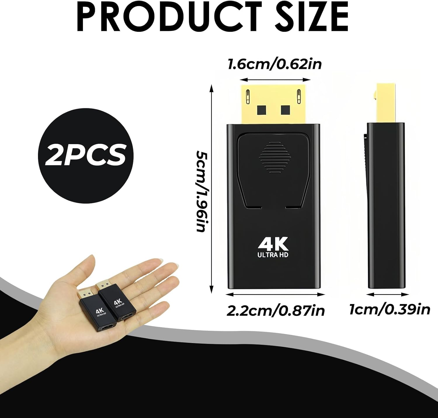 2 Pack Displayport to HDMI Adapter, 4K DP to HDMI Converter Displayport 1.4V Nickel Plated, DP Male to HDMI Female for Desktop, Laptop, Projector, HDTV image number 5