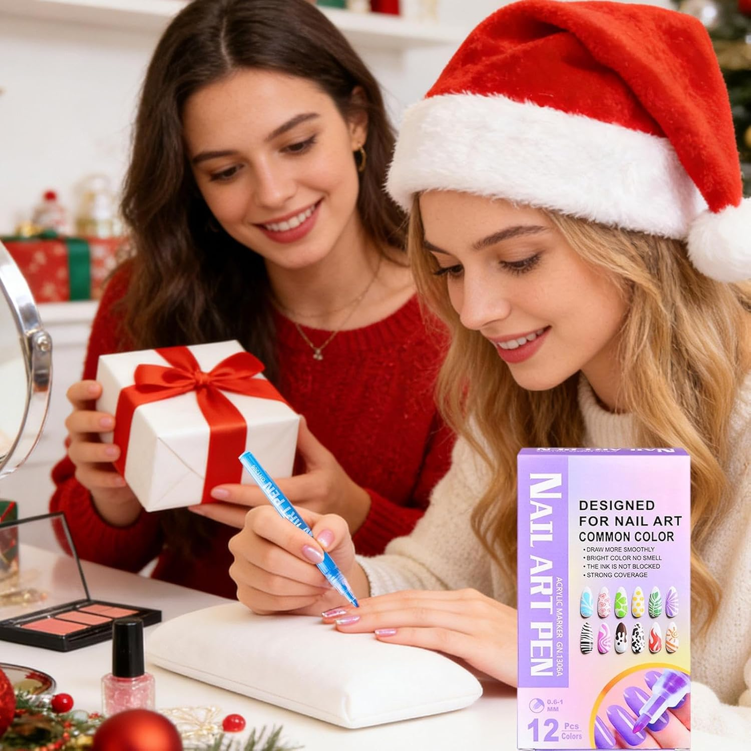Cileznw Nail Pen - 12 Colors Quick Dry Acrylic Paint with Tips | Nail Decoration Pen | for Kids Christmas Stocking Stuffers Beginners Teens Women Nail Night Girls