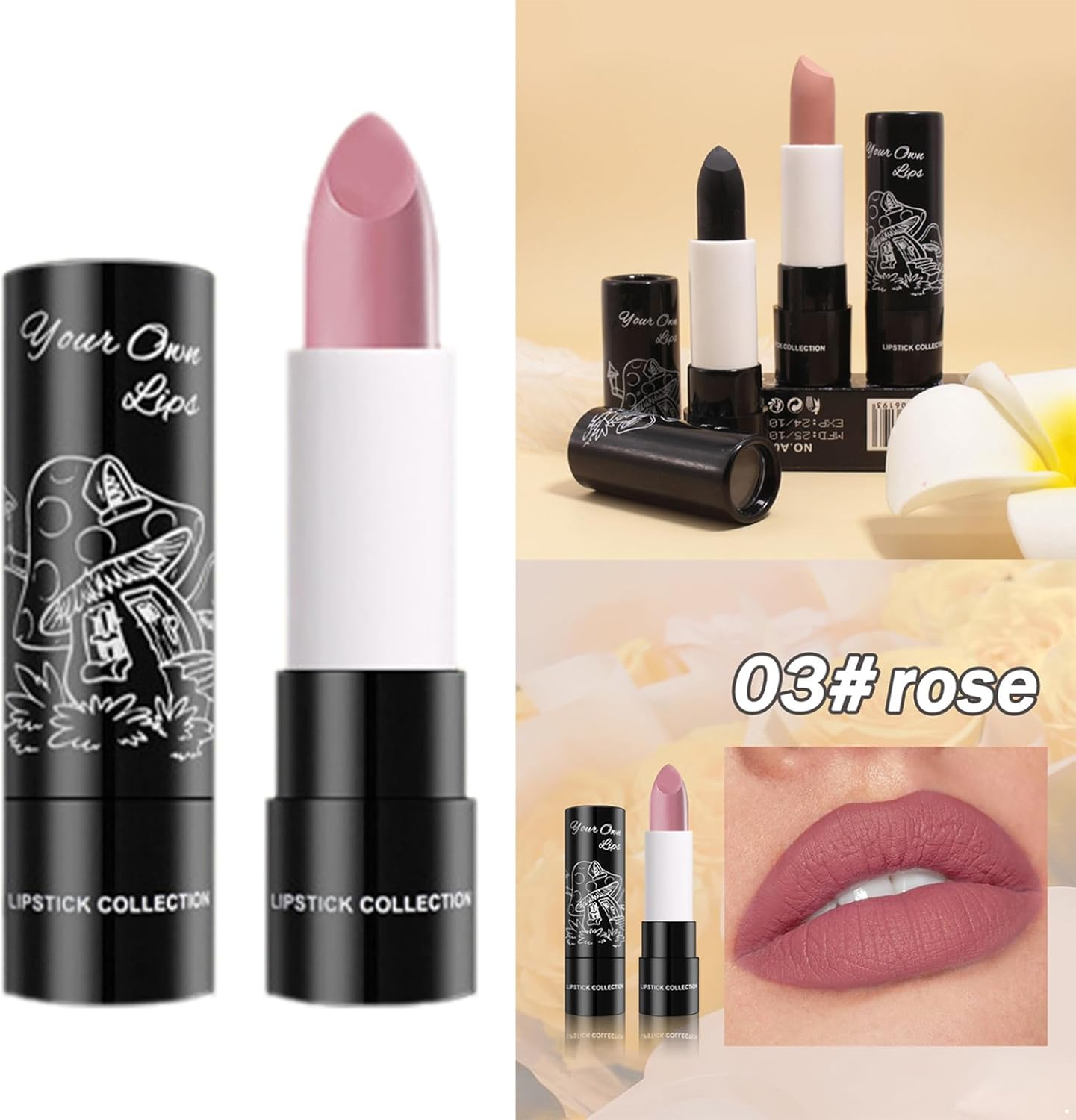 FEESHOW 1PC Velvet Matte Lipstick Highly Pigmented Color Rich Long Lasting Waterproof Non Transfer Lip Makeup Stick for Women Girls Nude Pink One Size