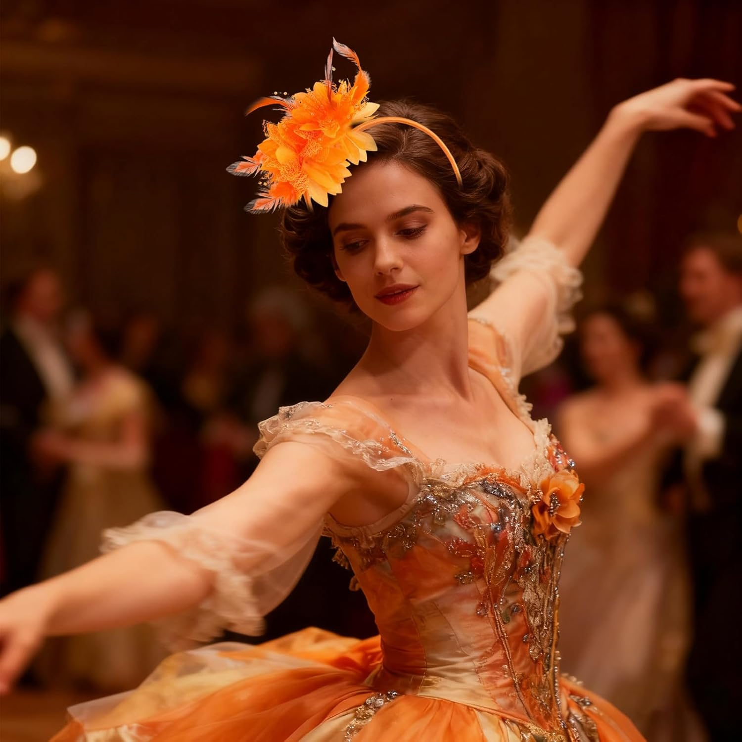 RTRTGS Feather Headband with Artificial Flowers, 1920S Fascinator Headpiece for Women, 20S Headband for Carnival, Cocktail, Wedding, Tea Party Accessories (Red) image number 1