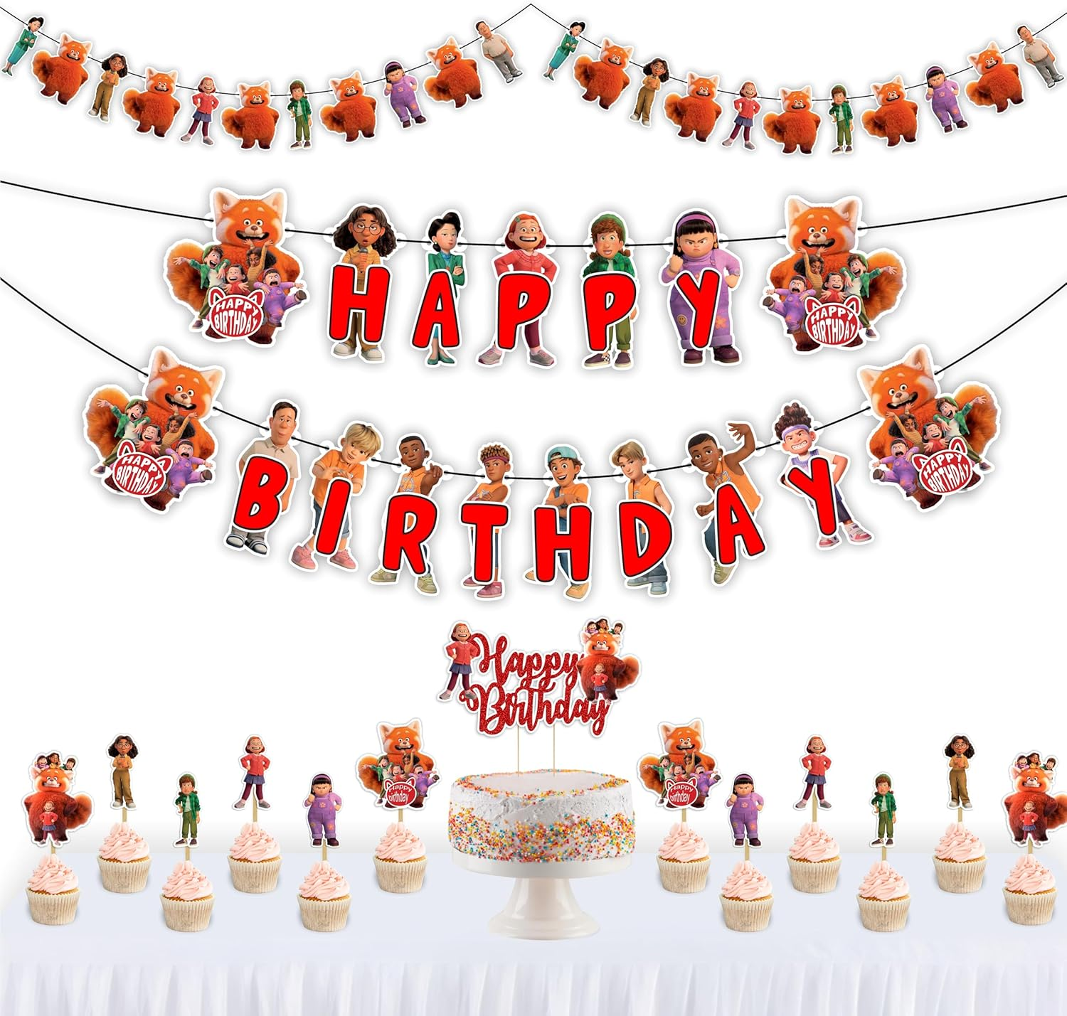 Turning Red Theme Decoration- Birthday Decoration Kit with Banners, Cake & Cupcake Toppers - Fun Themed Celebration Pack for Kids & Fans image number 5