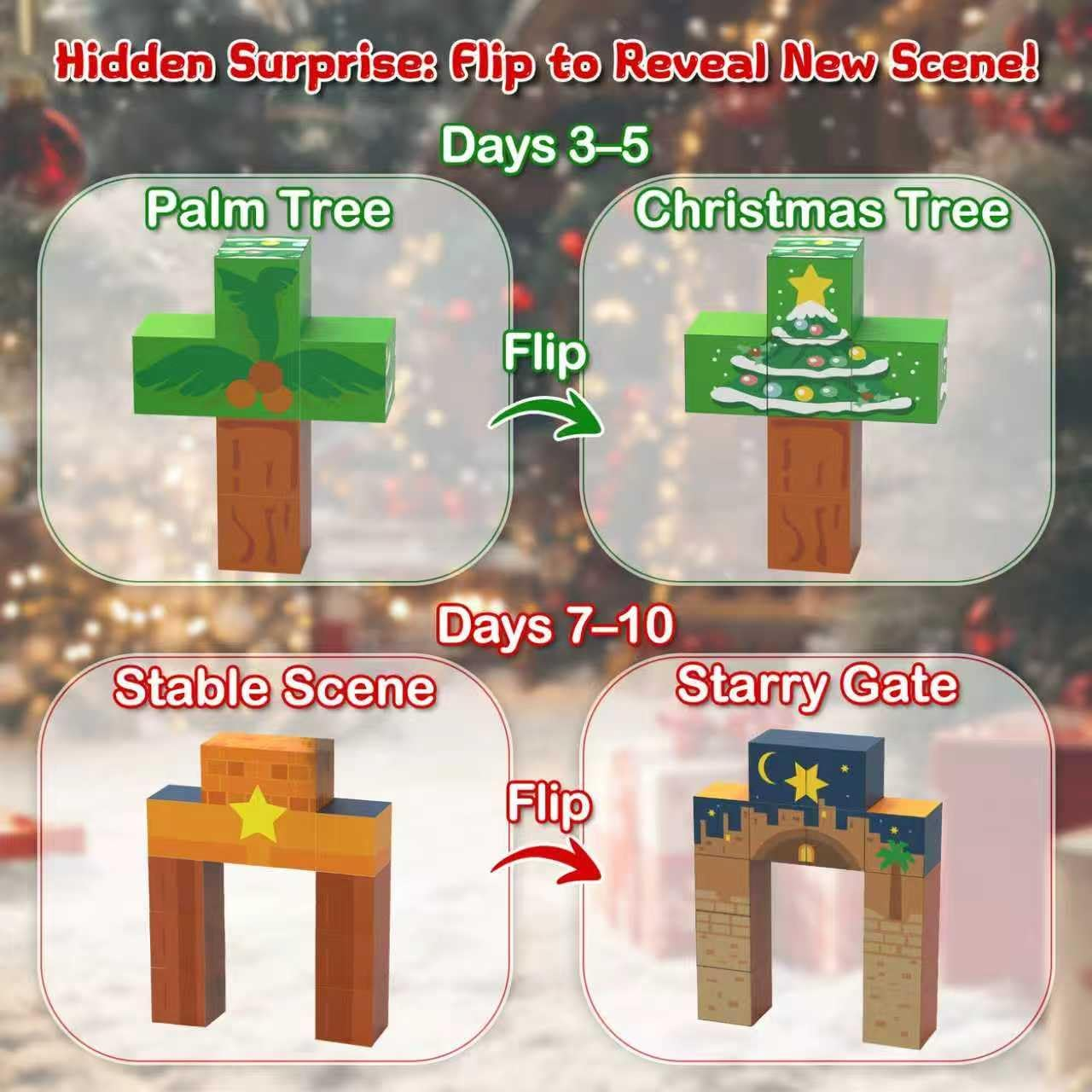 Nativity Advent Calendar 2025, 24 Day Christmas Countdown with Magnet Cubes Jesus Mary Wise Men Angels Animals Magnetic Building Blocks Kits, Educational Holiday Christian Gifts for Kids Boys Teen Girls image number 6