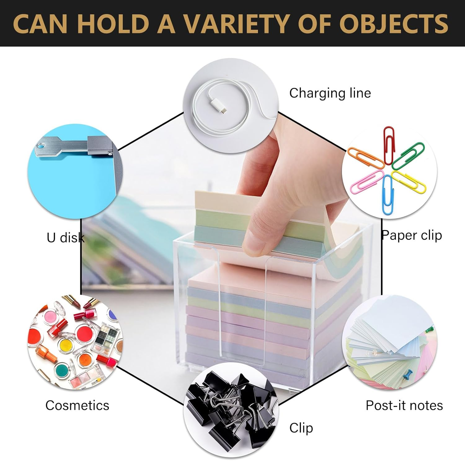 ASTIMESA Clear Acrylic Sticky Note Holder, 3.7 X 3.7 X 2.4 in Notepad Holder, Memo Pad Sticky Note Dispenser Desk Organizer for School Dorm Office Home Supplies（2 Pack） image number 1