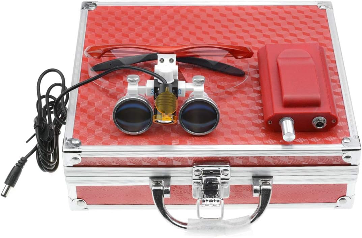 Tankredrug 3.5X420Mm Loupe with 3W LED Headlight Plastic Optical Clip Filter Large Working Distance, Portable Plastic Headlamp Red Aluminum Box image number 1