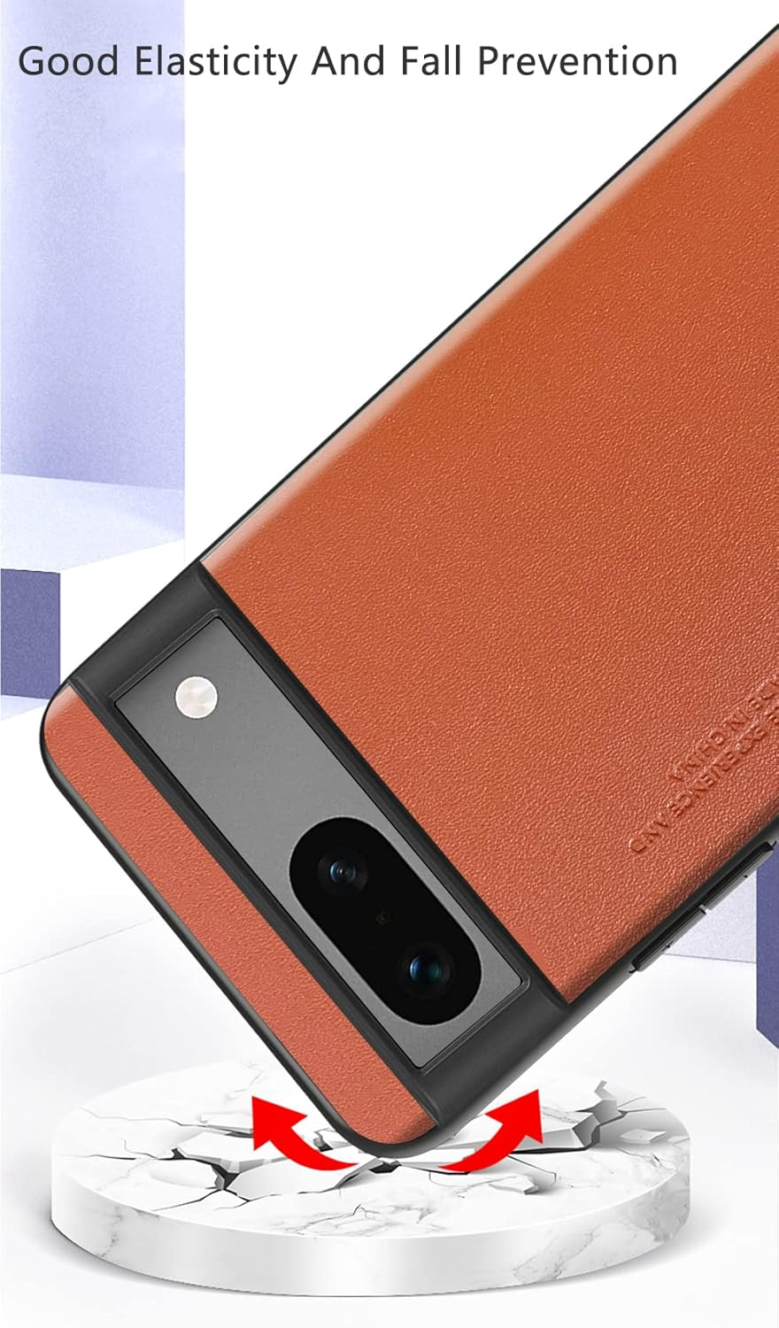 Puxssul for Google Pixel 7A 5G Case, Soft TPU Faux Leather Case, Extremely Lightweight Ultralight Camera Protection Leather Case for Google Pixel 7A 5G (Orange) image number 3
