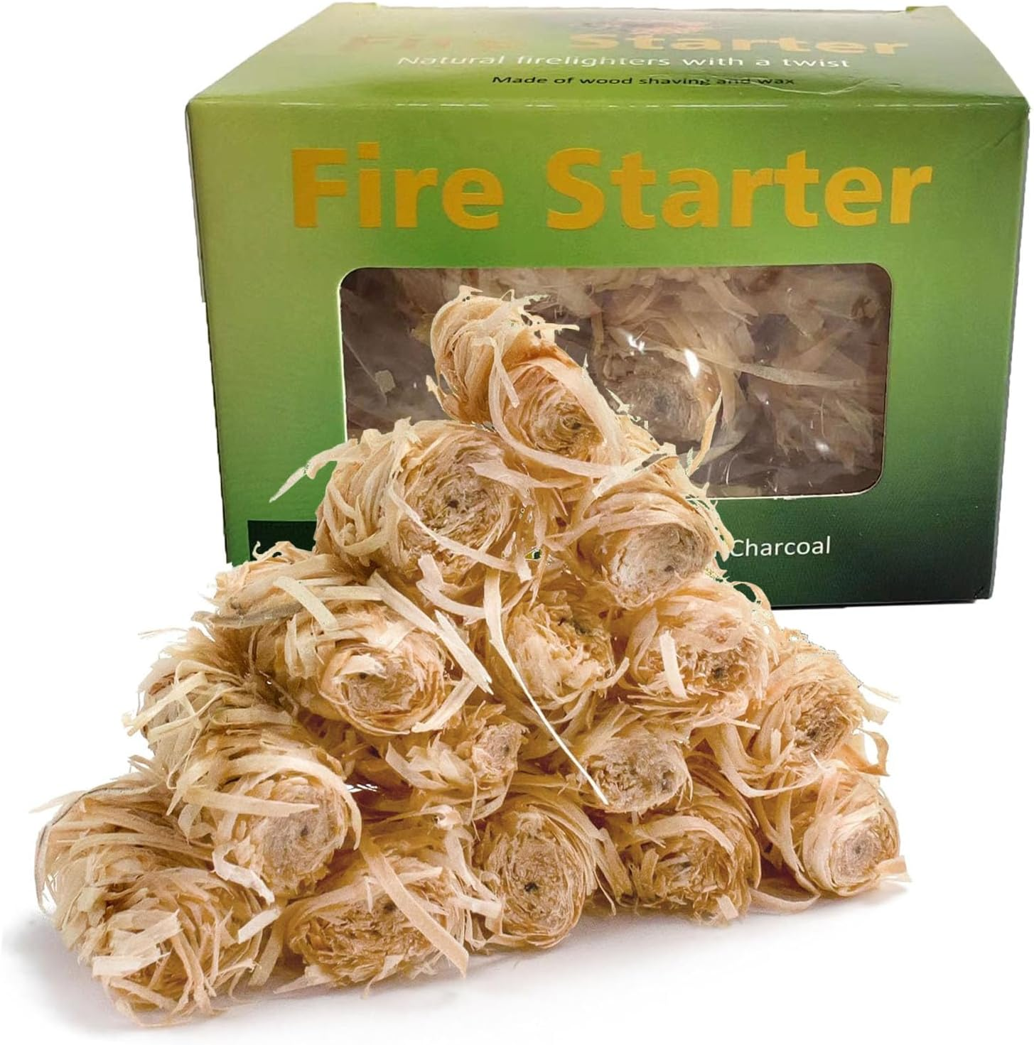 BEANPRECOY 50Pcs Wood Wool Roll Wood Fire Starters Fire Lighters Firelighters for Wood Burners,Natural Wooden Firelighters Charcoal Starters Convenient Fire Lighter Fire Lighter Firelighters for Home image number 2