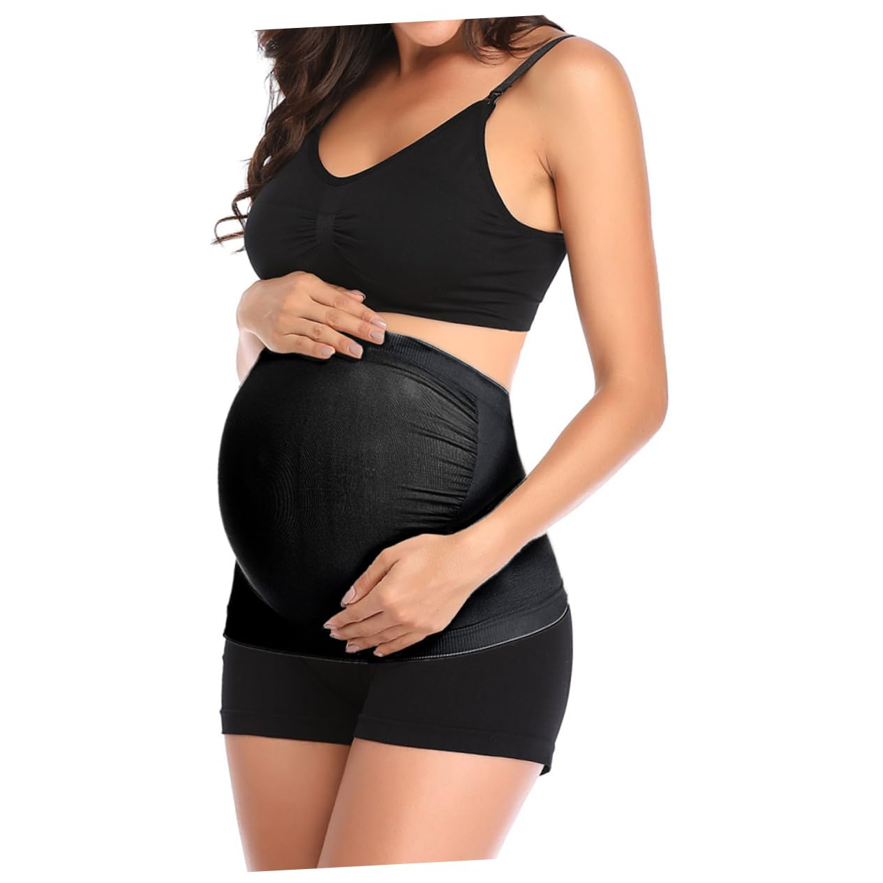 SAFIGLE Pregnancy Support Belt Maternity Belly Band Breathable Pregnancy Belt for Pregnant Women Black L Size Hip 95-105Cm Comfortable Support