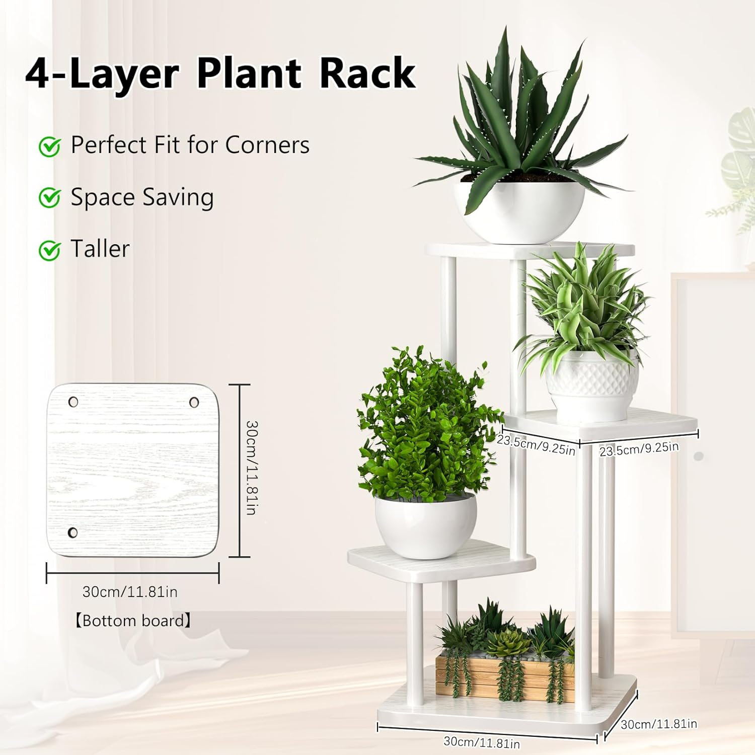 Plant Stand Indoor Plant Shelf Multiple Flower Pot Holder Shelves Rack, Planter Shelf Display Rack Storage Organizer for Garden Corner Balcony Living Room (4 Tier-White) image number 6