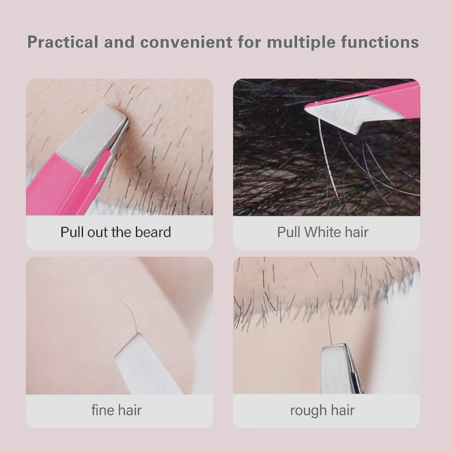 YSCARE Eyebrow Tweezers Set Stainless Steel Slanted and Pointed Tip Hairs Tweezer Set Eyebrows Plucking Eyelash Extension Beauty Ingrown Hair Remover Tool for Women and Men (Pink) image number 4