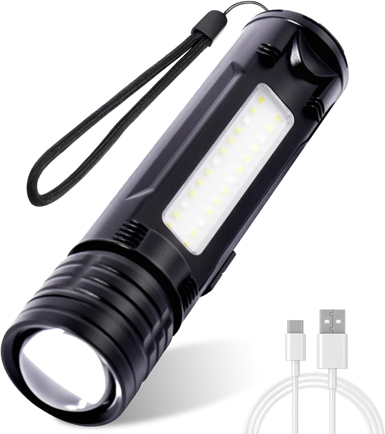 Flashlight Rechargeable High Lumen, 5 Modes LED Torch Light 500000 Super Bright, Zoomable, Water-Resistant, Tactical Flashlights for Camping, Hiking, Emergencies, Dog Walking Outdoor Indoor image number 4