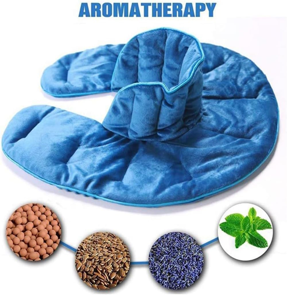 Cold/Hot Heating Pad for Neck and Shoulders, Microwavable Heating Wheat Wrap, Weighted Neck Heat Pack for Muscle Tightness & Stress Relief, Reusable Compress Pack