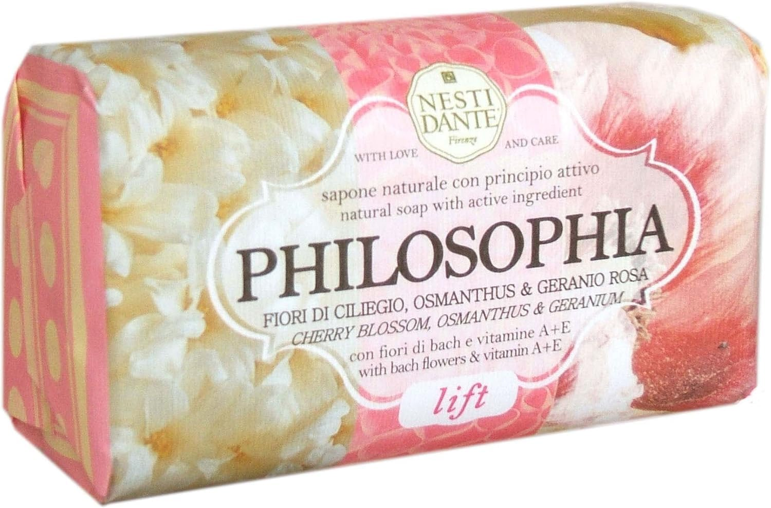 Nesti Dante Philosophia Natural Soap - Lift - Cherry Blossom, Osmanthus & Geranium with Bach Flowers & Vitamin E 250G/8.8Oz